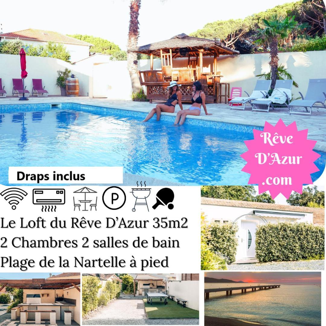 Reve D'Azur En Bord De Mer A La Nartelle Avec Piscine Dans La Residence, Terrasse, Bbq, 2 Chambres 2 Sdb Logement De 35M2 Draps Inclus Sainte-Maxime Luaran gambar